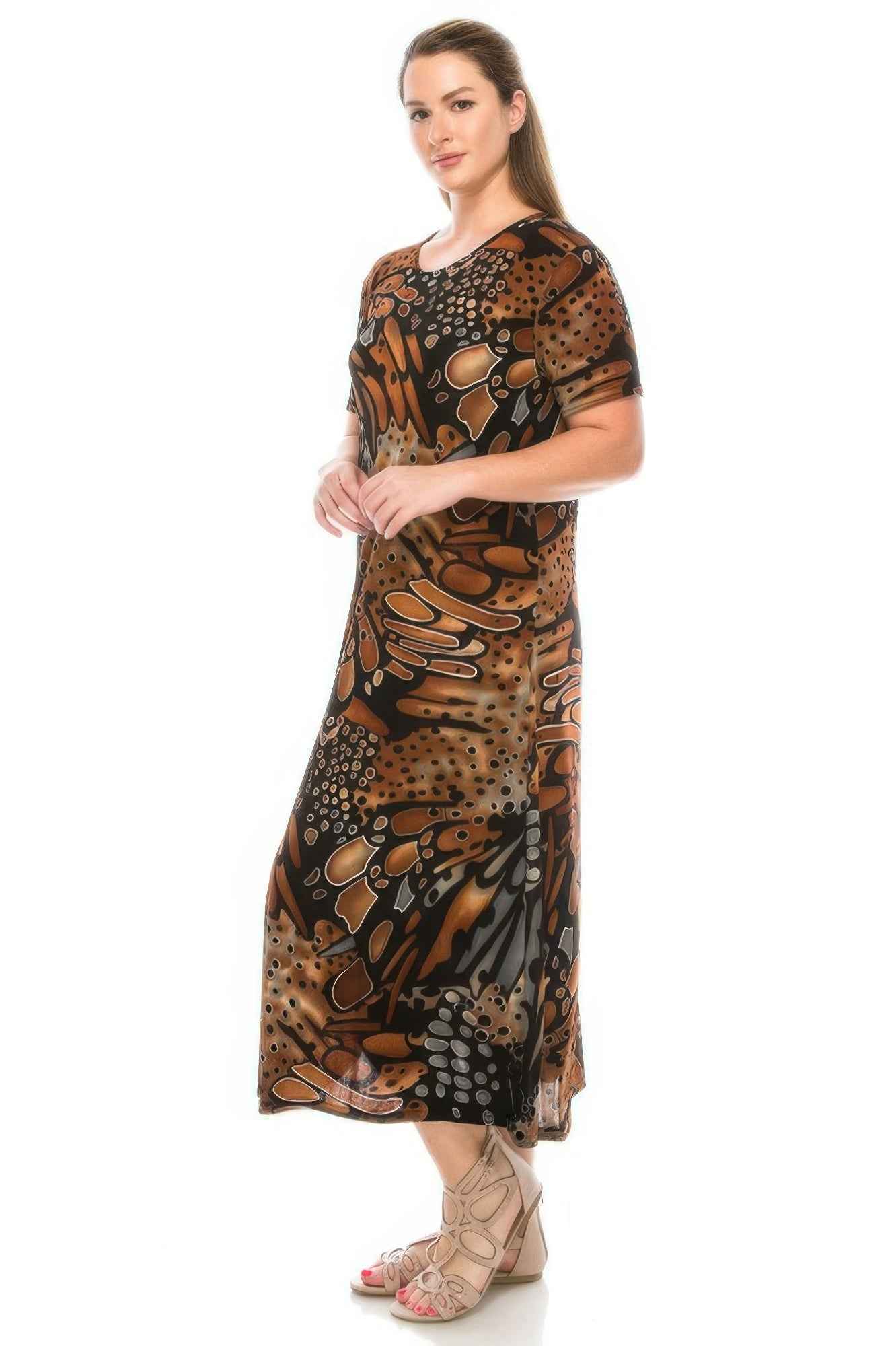 Plus Size Bns Print Long Dress