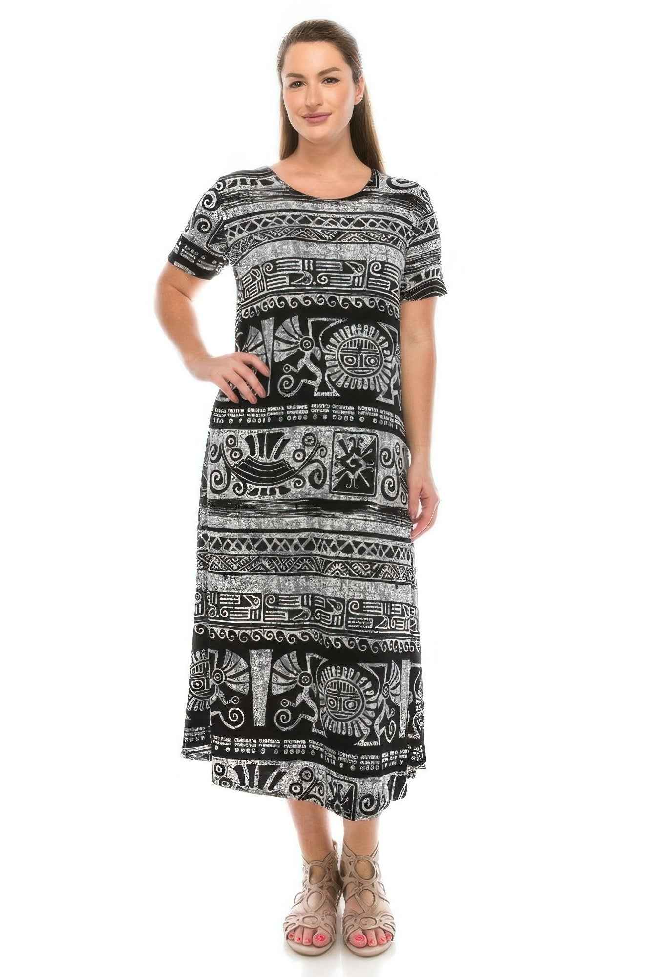 Plus Size Bns Print Long Dress