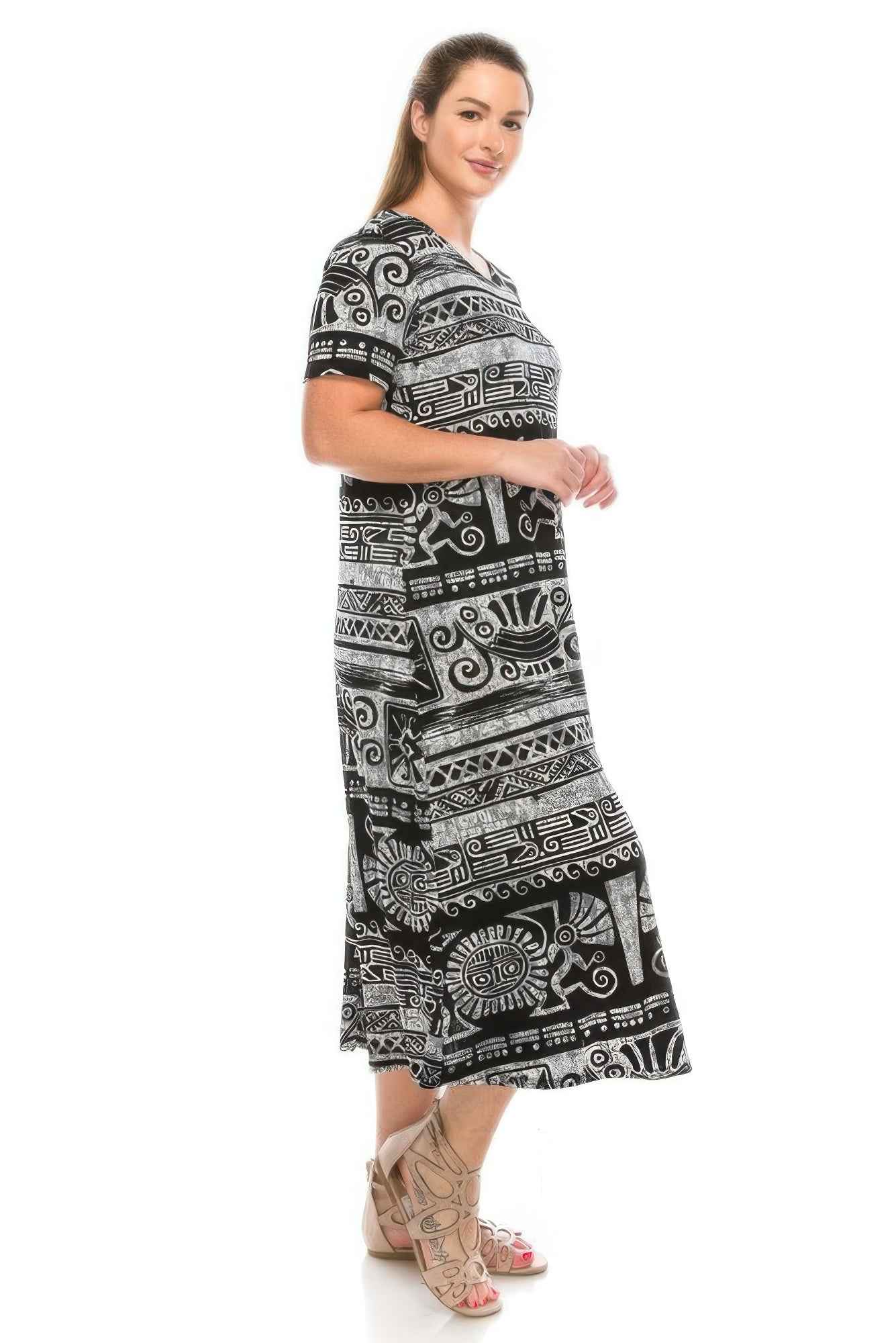 Plus Size Bns Print Long Dress