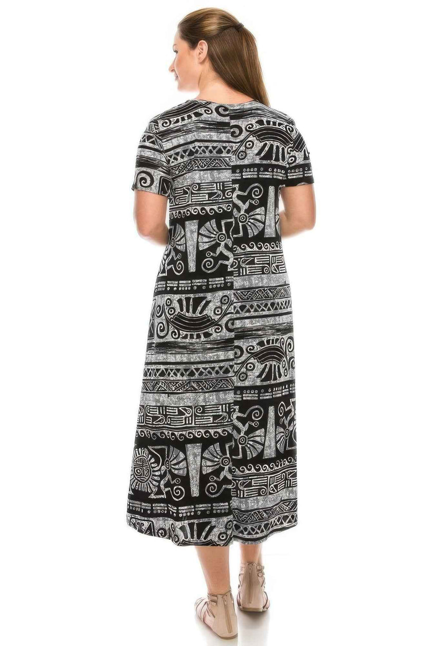 Plus Size Bns Print Long Dress