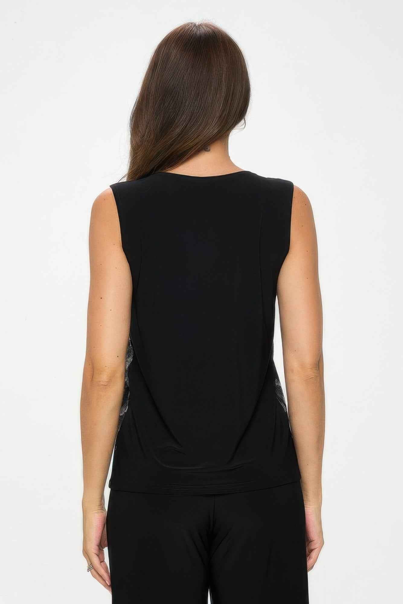 Plus Size Nylon Foil Contrast Tank Top