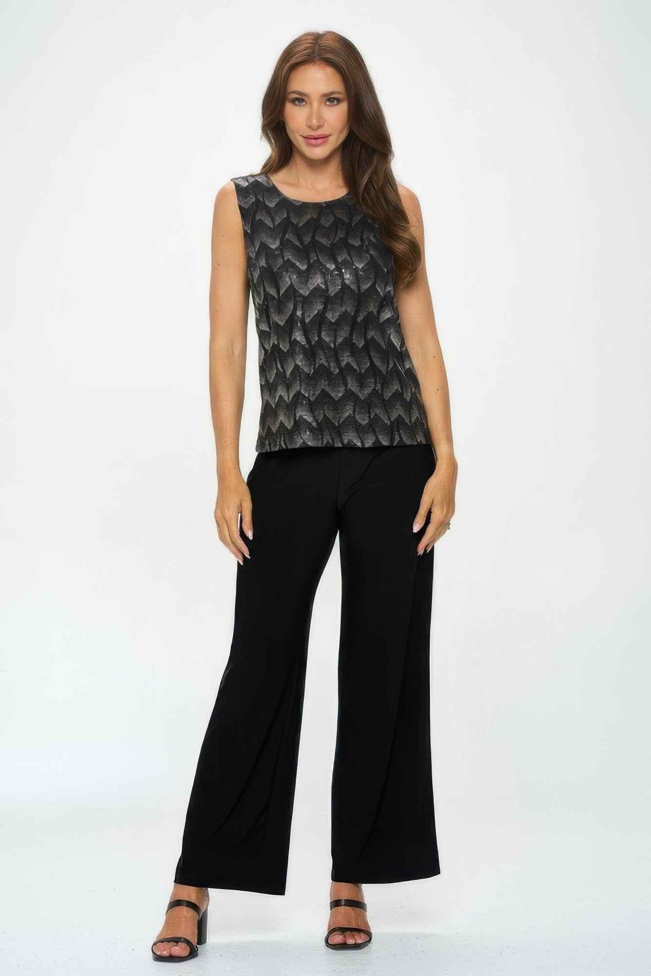 Plus Size Nylon Foil Contrast Tank Top