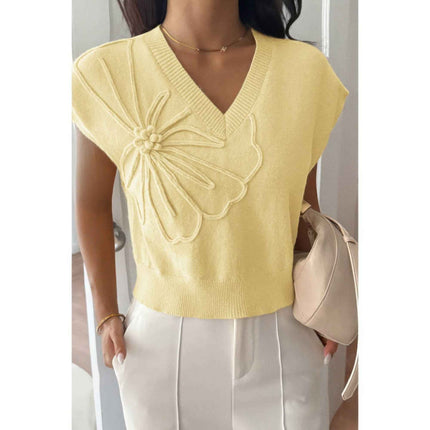 Solid V Neck Sleeveless Knit Loose Vest