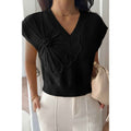 Solid V Neck Sleeveless Knit Loose Vest