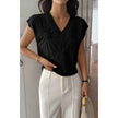 Solid V Neck Sleeveless Knit Loose Vest