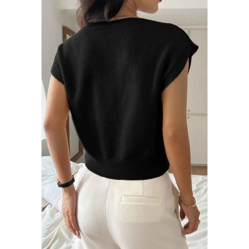 Solid Sleeveless Knit Loose Fit Vest