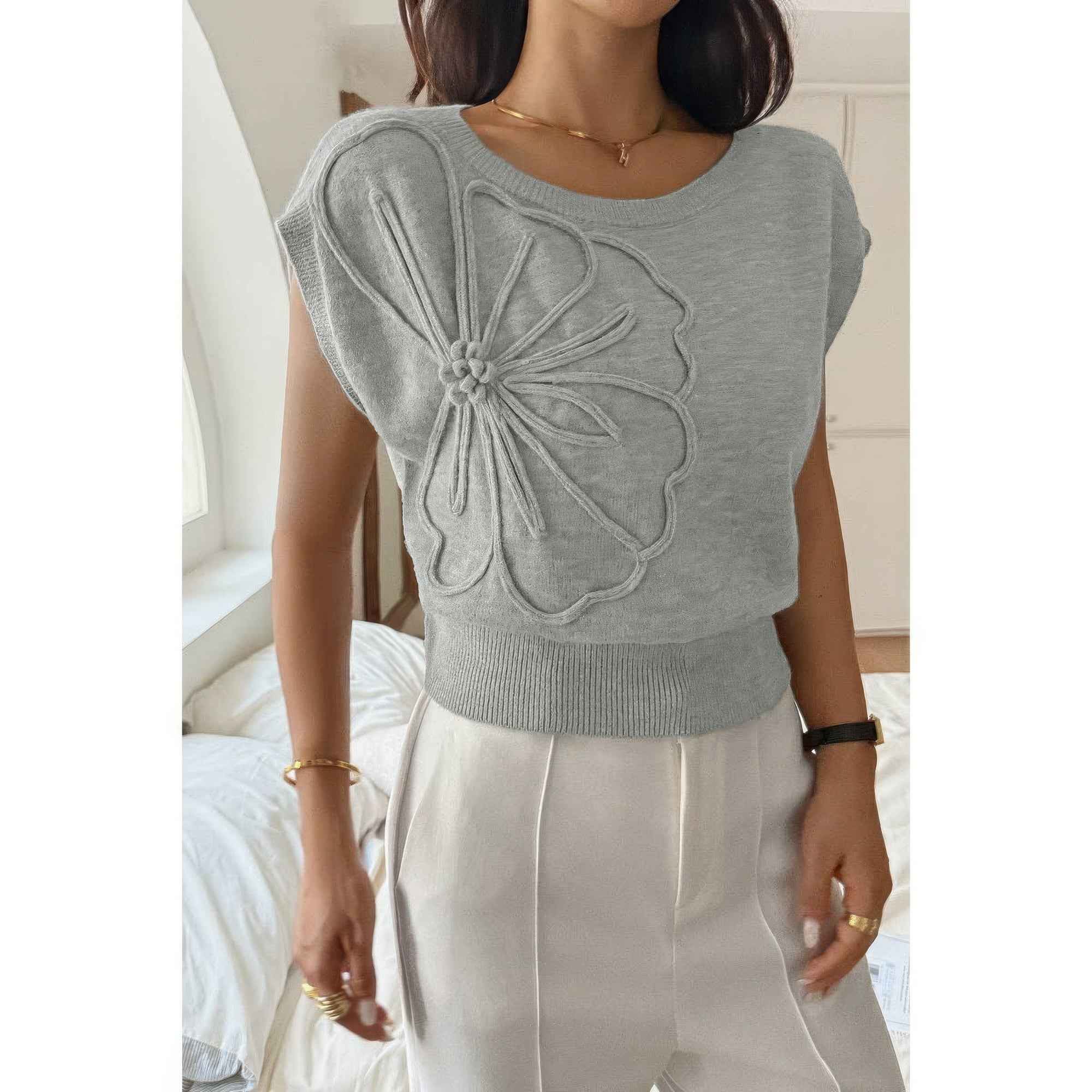 Solid Sleeveless Knit Loose Fit Vest