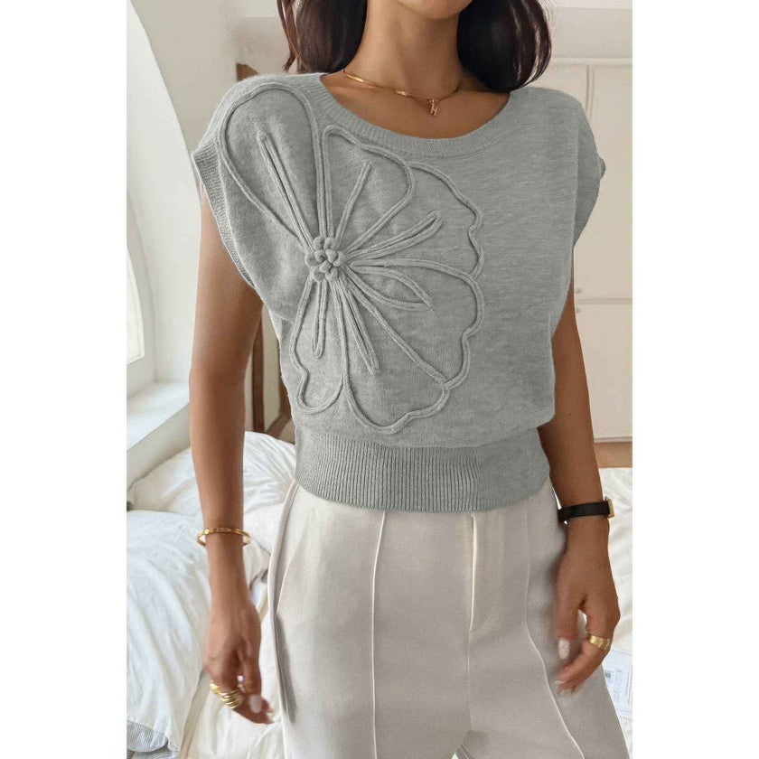 Solid Sleeveless Knit Loose Fit Vest