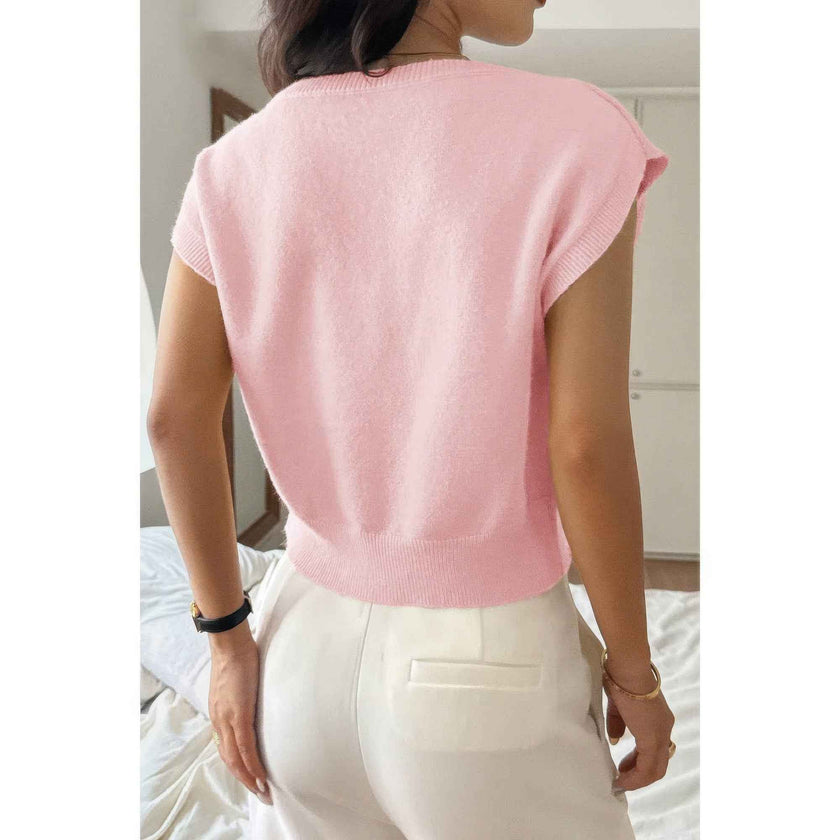 Solid Sleeveless Knit Loose Fit Vest