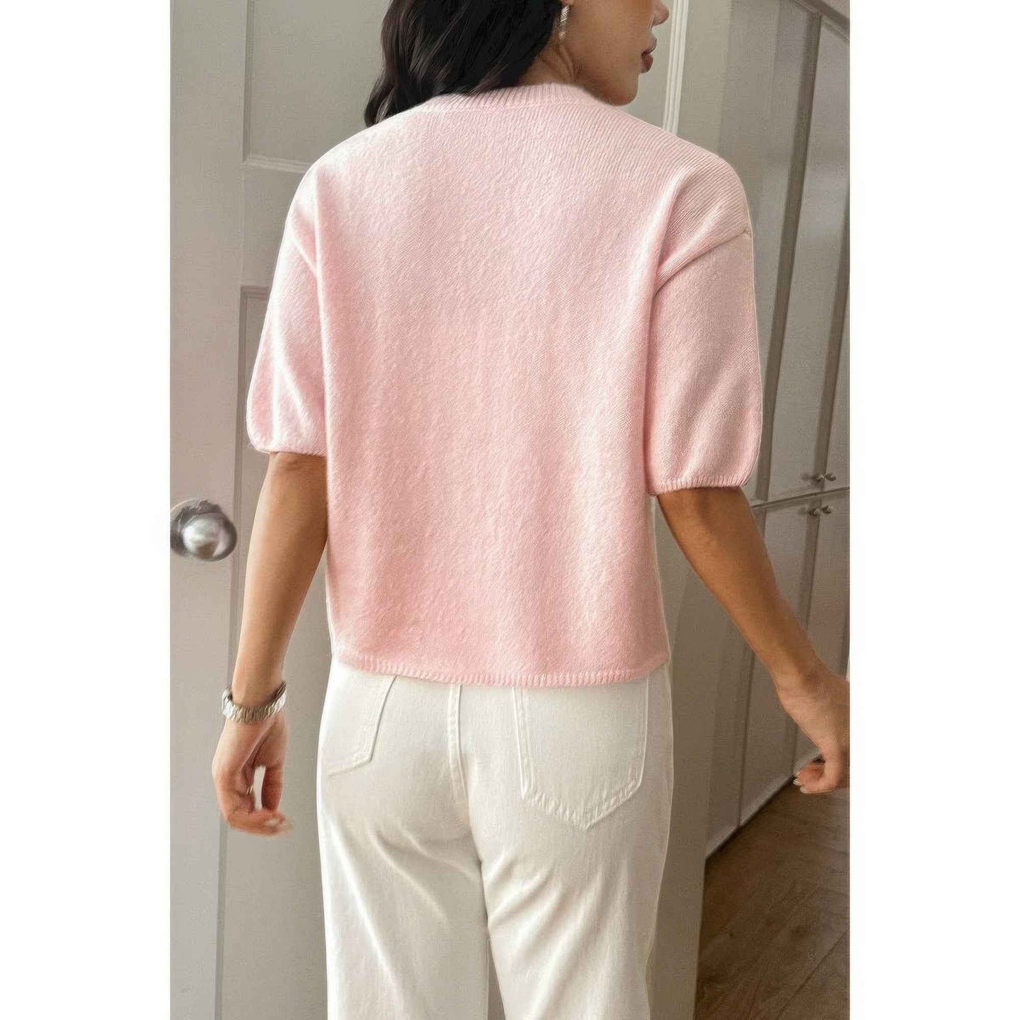 Round Neck Knit Drop Shoulder Loose Sweater