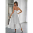 Solid Halter Muse Tiered Ruffle Long Dress