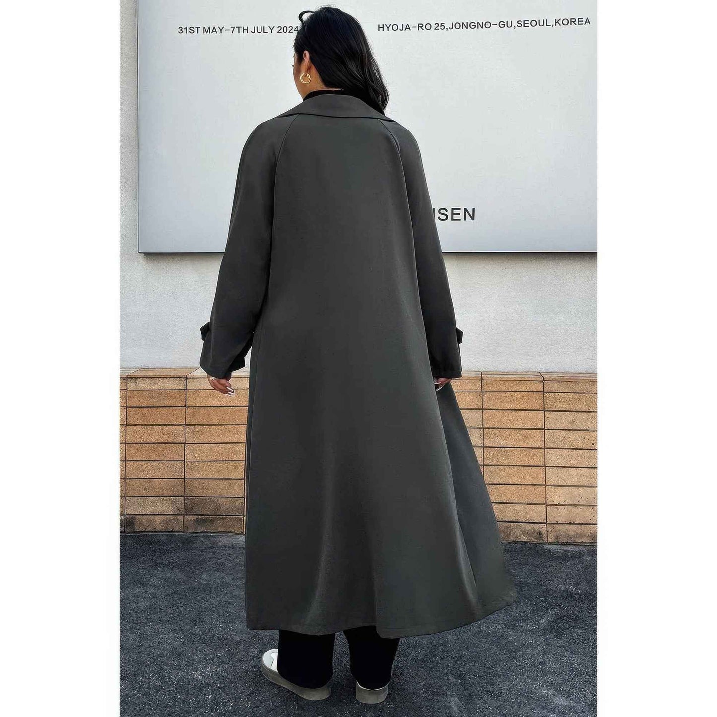 Plus Stand Collar Double Breasted Long Body Coat