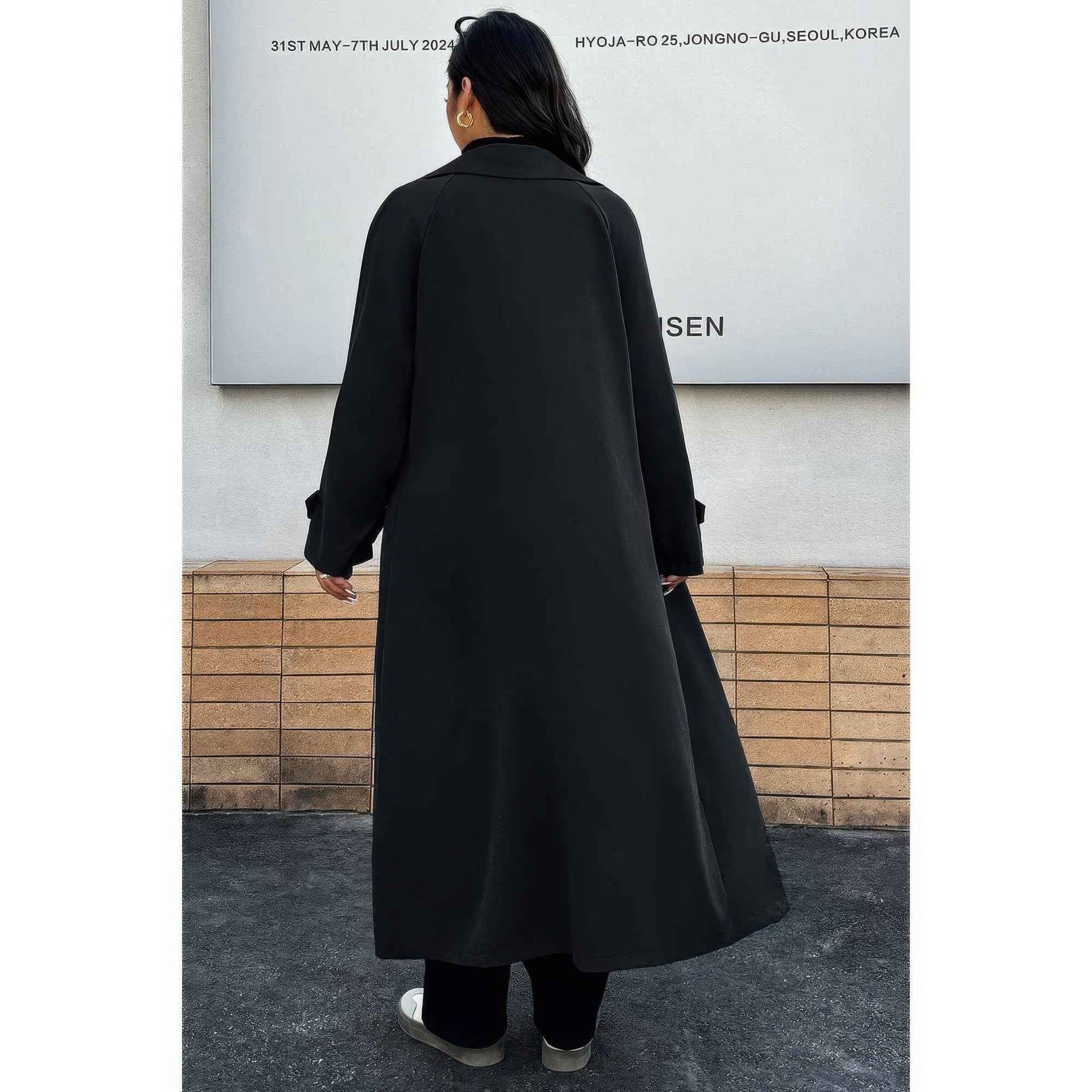 Plus Stand Collar Double Breasted Long Body Coat