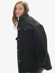 Padded Wool Sherpa Shirt Jacket - Black