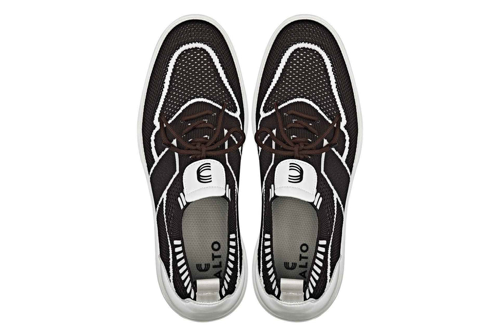 CALTO - X1342 - 2.8 Inches Taller (Mocha Brown/White) - Lace Up Casual Walker - Lightweight