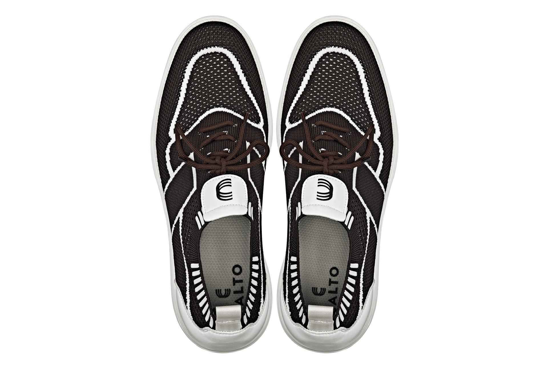 CALTO - X1342 - 2.8 Inches Taller (Mocha Brown/White) - Lace Up Casual Walker - Lightweight