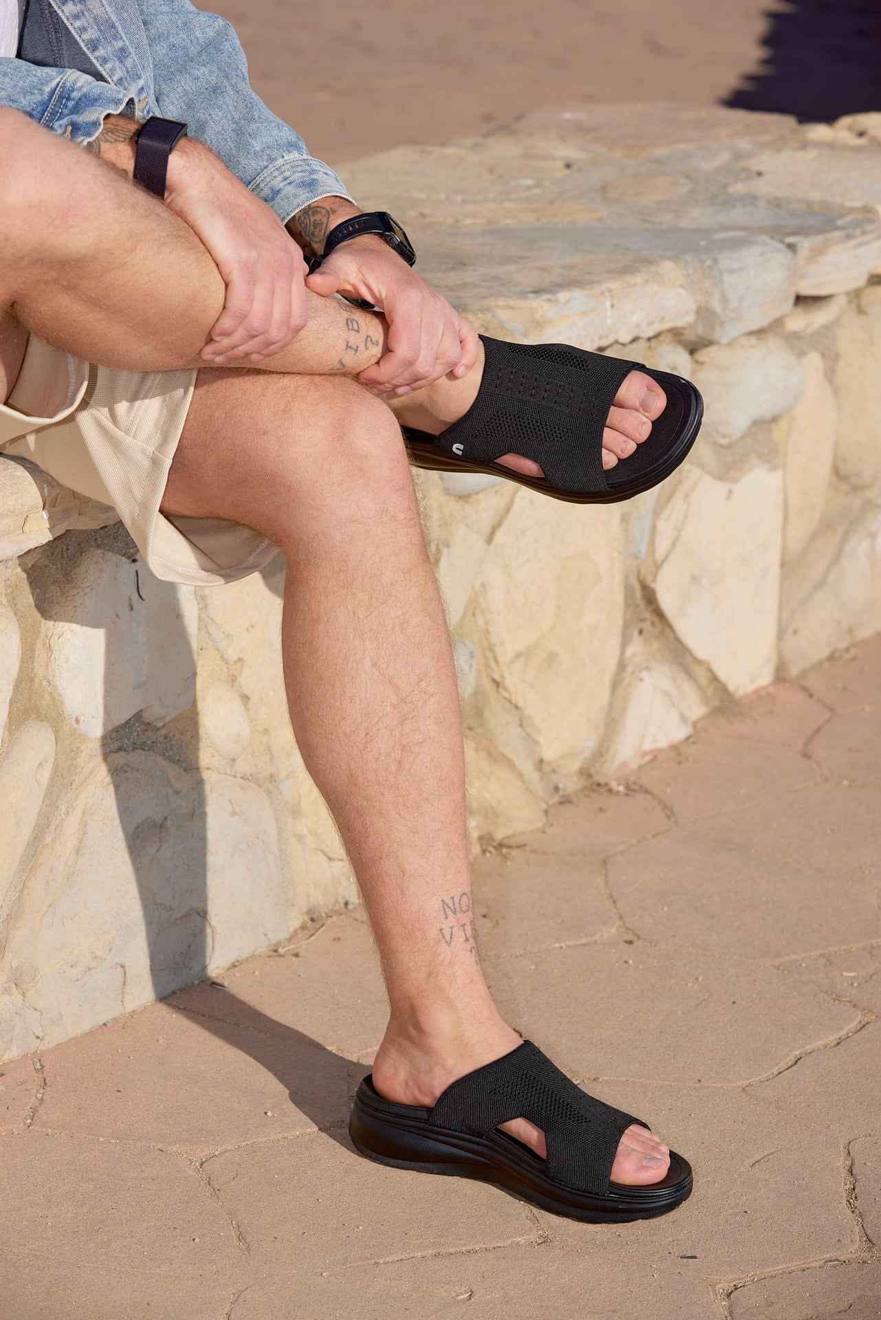 CALTO - X1657 - 2 Inches Taller (Black/Knitted Black)