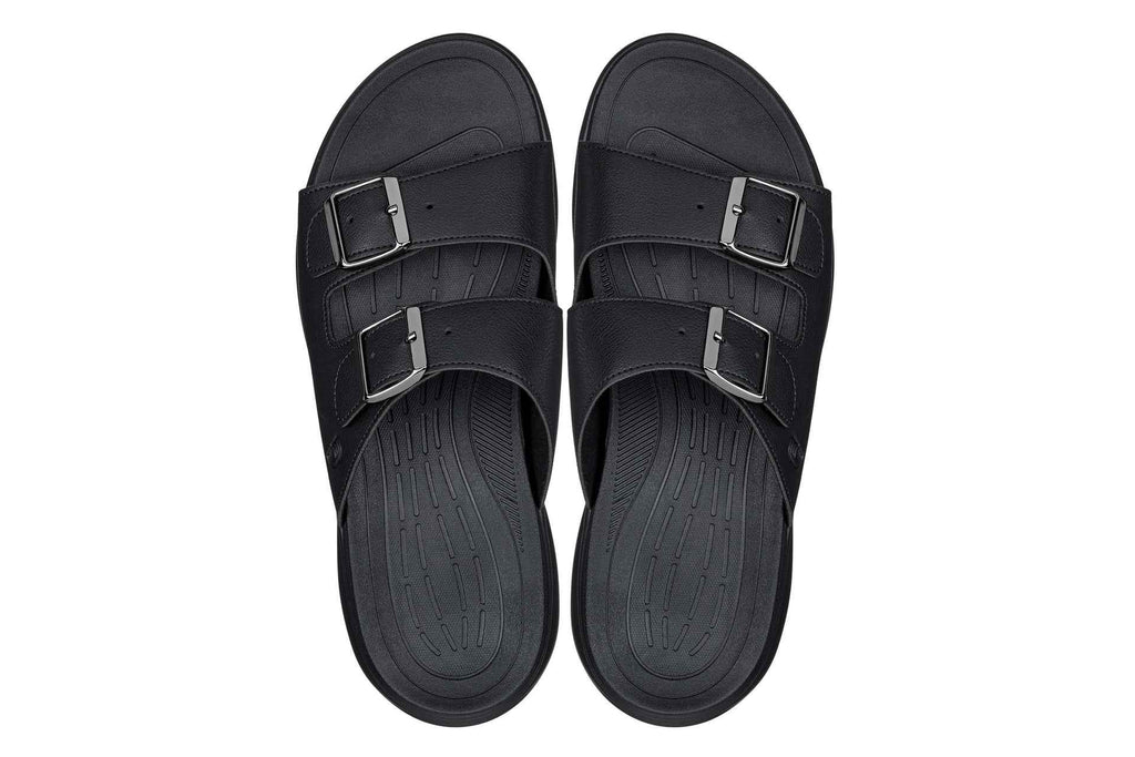 CALTO - X1660 - 2 Inches Taller (Black Buckle) - Dual Adjustable Buckle Sandal