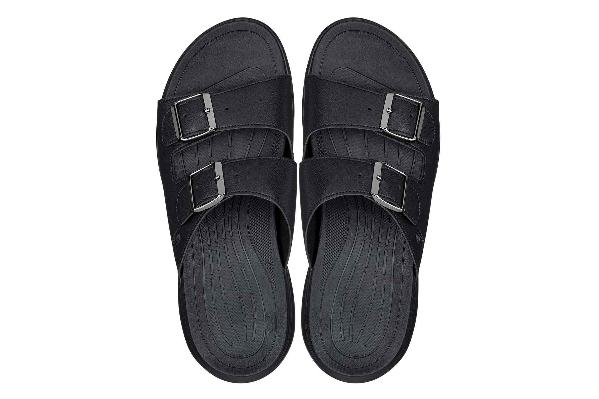CALTO - X1660 - 2 Inches Taller (Black Buckle) - Dual Adjustable Buckle Sandal