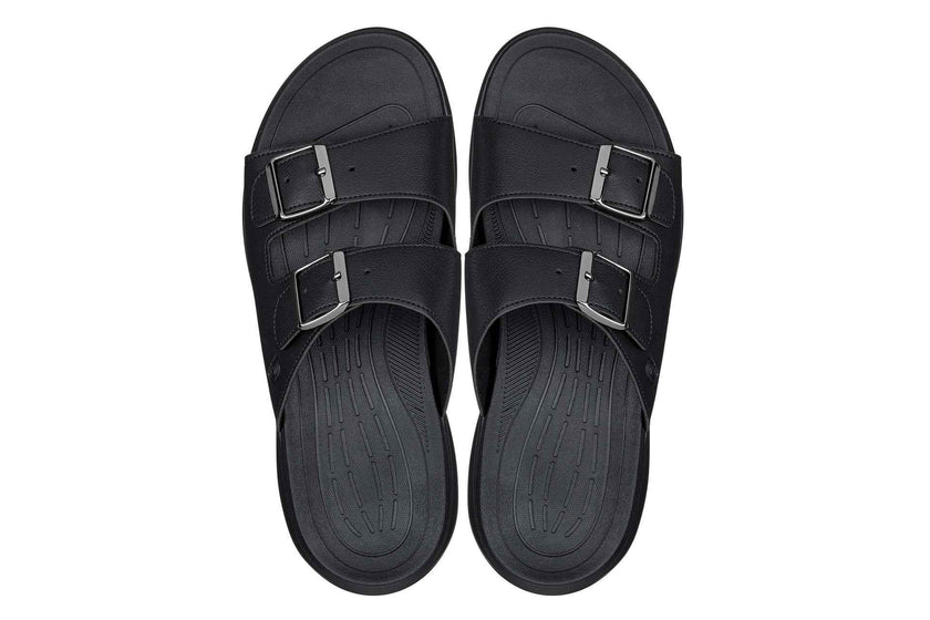 CALTO - X1660 - 2 Inches Taller (Black Buckle) - Dual Adjustable Buckle Sandal