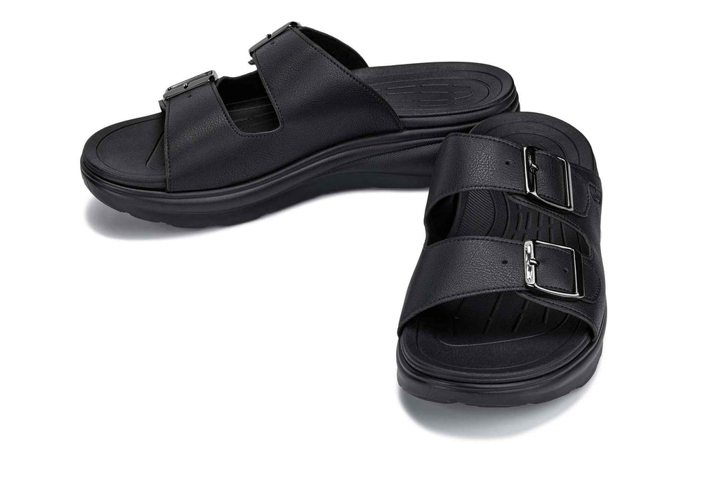 CALTO - X1660 - 2 Inches Taller (Black Buckle) - Dual Adjustable Buckle Sandal