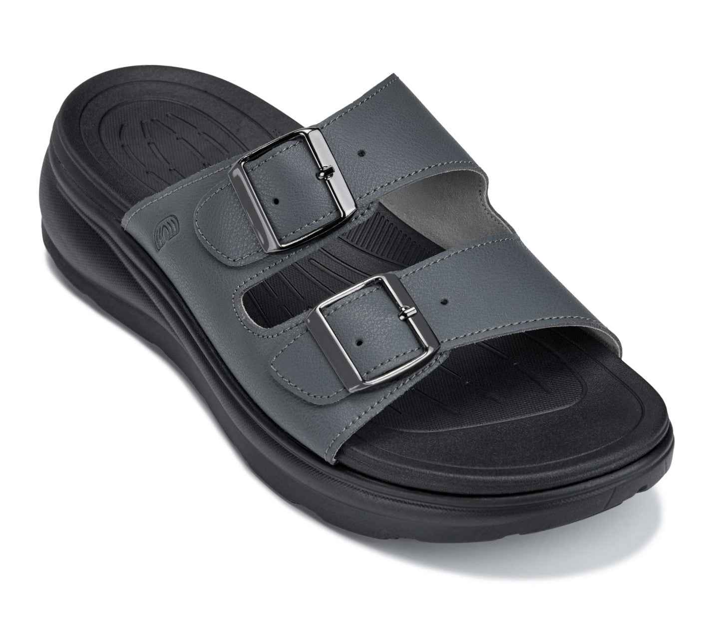 CALTO - X1661 - 2 Inches Taller (Iron Grey Buckle) - Dual Adjustable Buckle Sandals