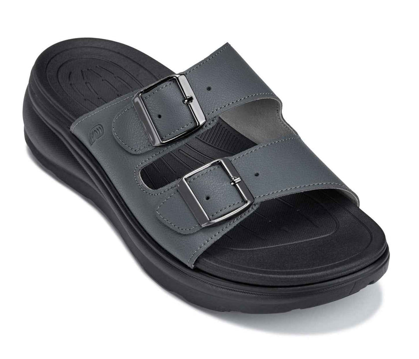 CALTO - X1661 - 2 Inches Taller (Iron Grey Buckle) - Dual Adjustable Buckle Sandals