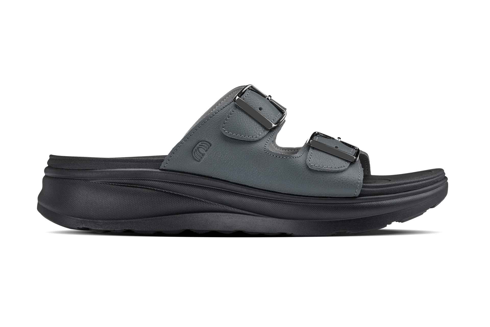 CALTO - X1661 - 2 Inches Taller (Iron Grey Buckle) - Dual Adjustable Buckle Sandals
