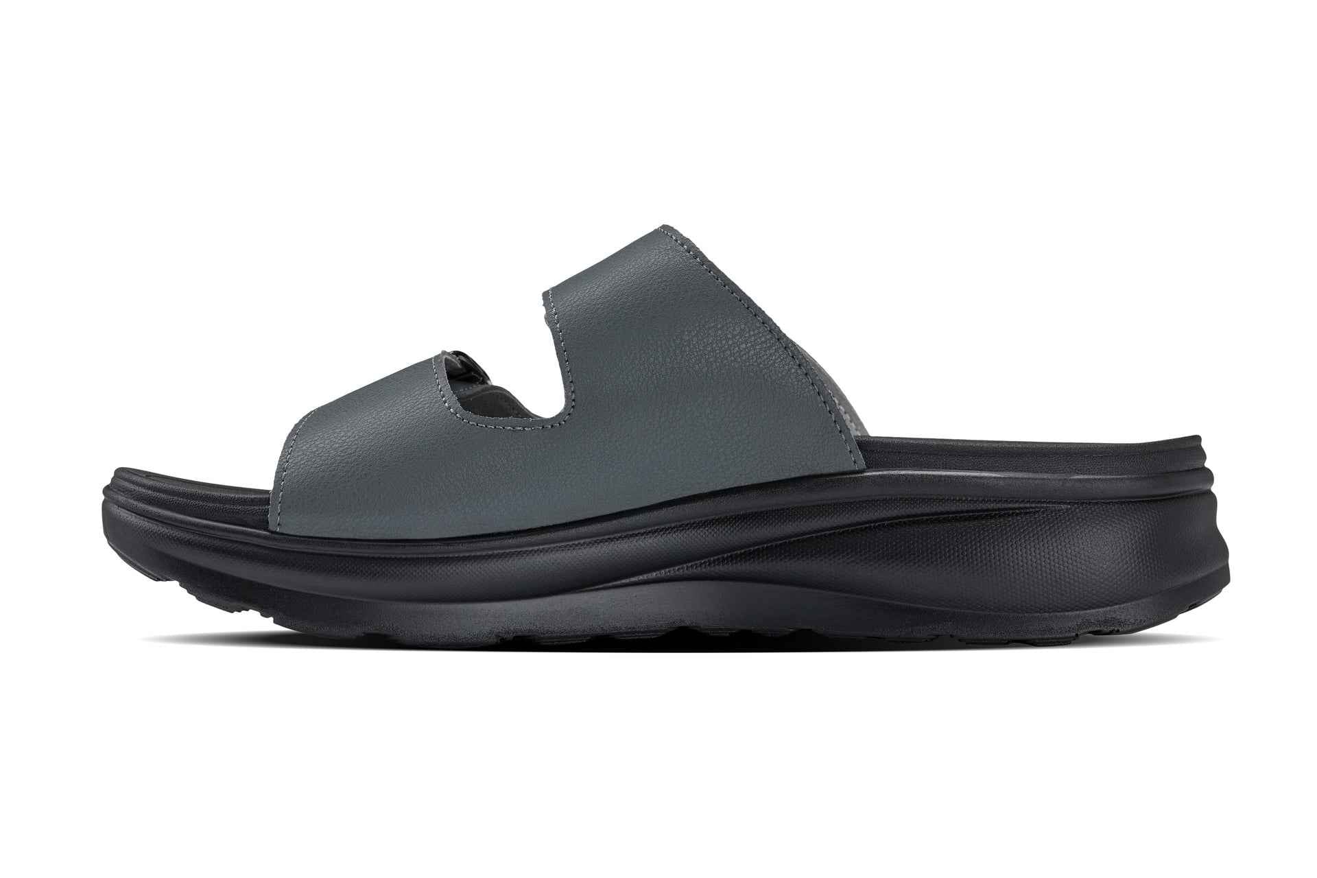 CALTO - X1661 - 2 Inches Taller (Iron Grey Buckle) - Dual Adjustable Buckle Sandals