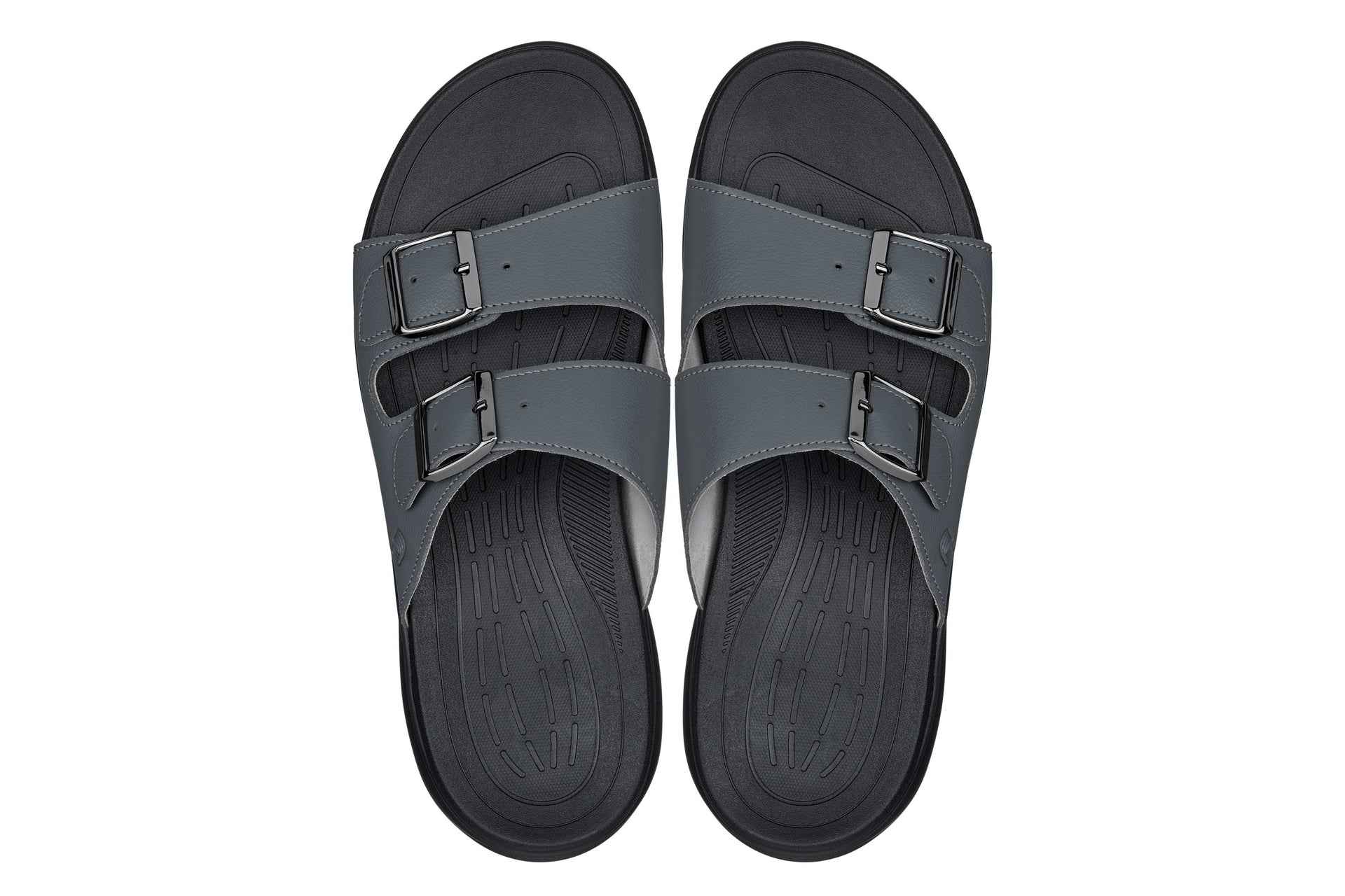 CALTO - X1661 - 2 Inches Taller (Iron Grey Buckle) - Dual Adjustable Buckle Sandals