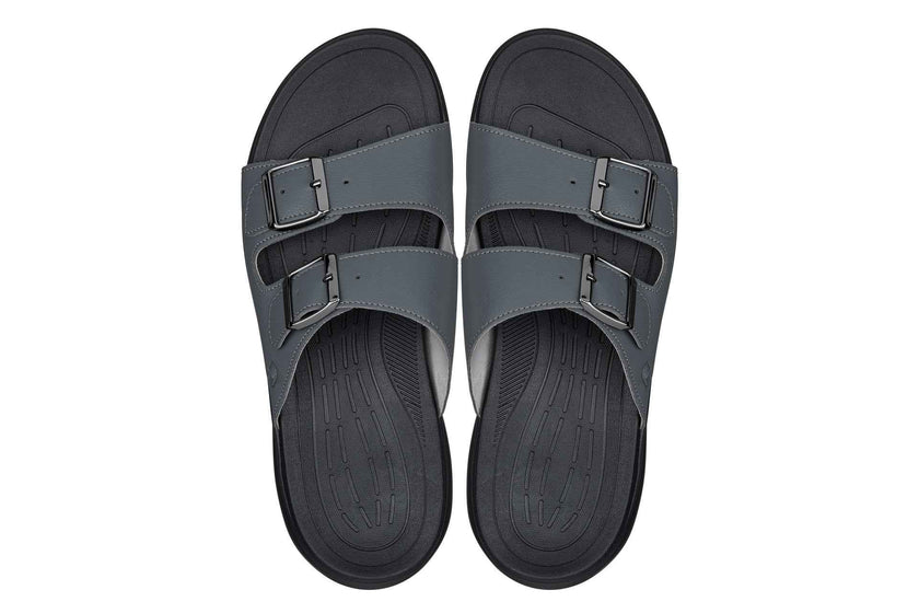 CALTO - X1661 - 2 Inches Taller (Iron Grey Buckle) - Dual Adjustable Buckle Sandals