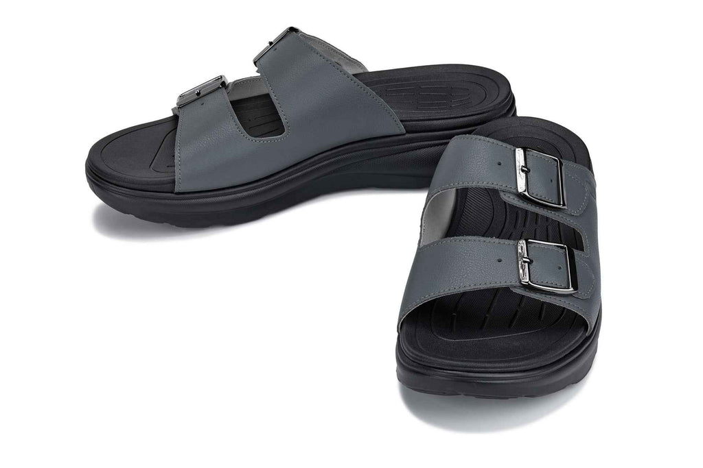 CALTO - X1661 - 2 Inches Taller (Iron Grey Buckle) - Dual Adjustable Buckle Sandals
