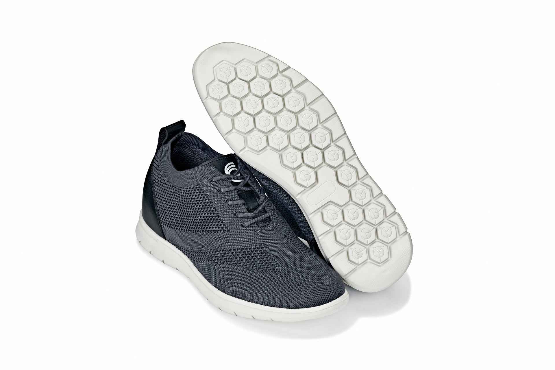 CALTO - X2213 - 2.4 Inches Taller (Moon Gray/Black) - Lace Up Casual Walker - Lightweight