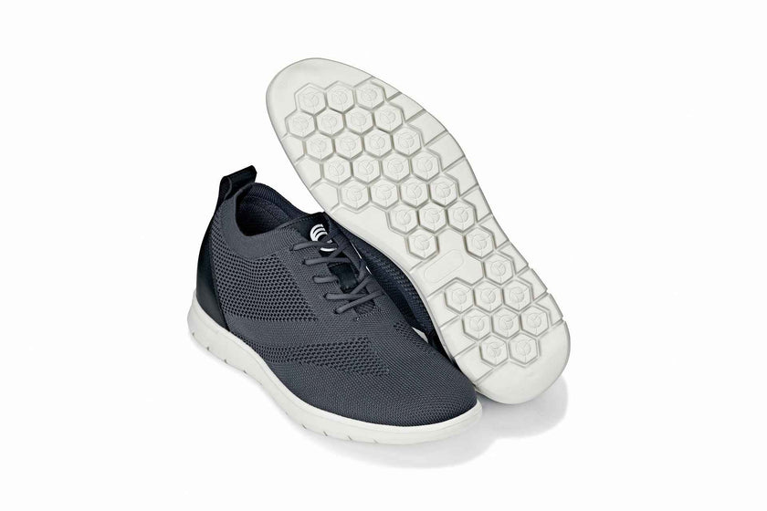 CALTO - X2213 - 2.4 Inches Taller (Moon Gray/Black) - Lace Up Casual Walker - Lightweight