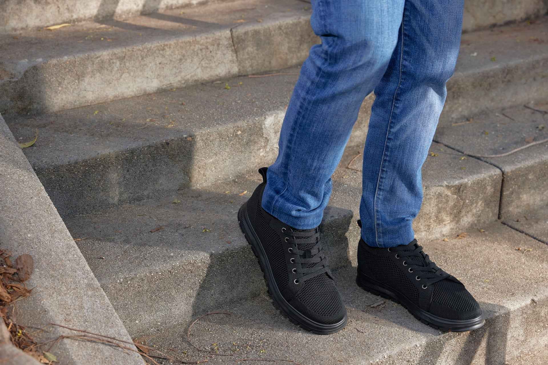 CALTO - X2320 - 2.4 Inches Taller (Black/Black Sole) - Lace Up Casual Sneaker - Lightweight