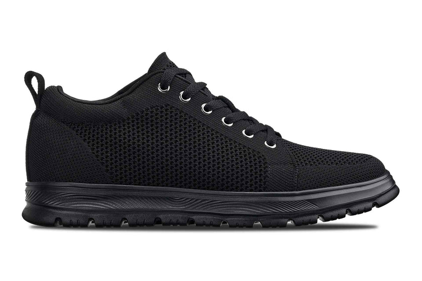 CALTO - X2320 - 2.4 Inches Taller (Black/Black Sole) - Lace Up Casual Sneaker - Lightweight