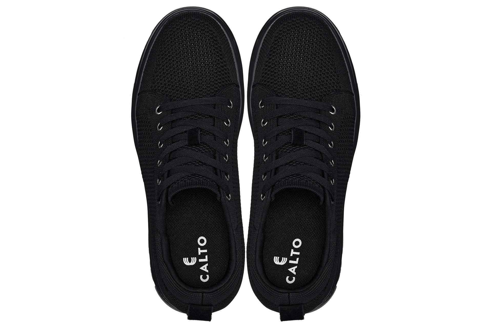CALTO - X2320 - 2.4 Inches Taller (Black/Black Sole) - Lace Up Casual Sneaker - Lightweight