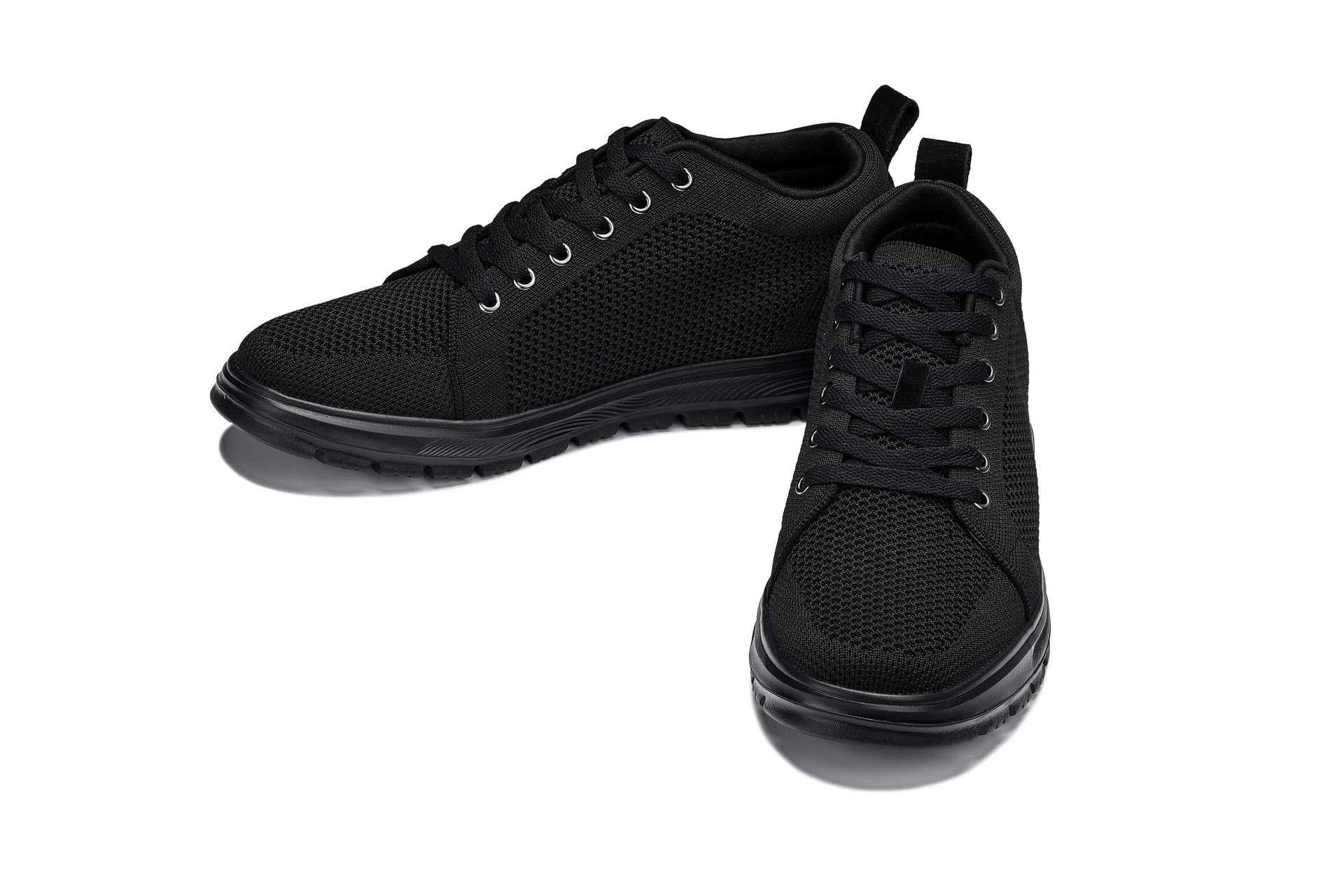 CALTO - X2320 - 2.4 Inches Taller (Black/Black Sole) - Lace Up Casual Sneaker - Lightweight