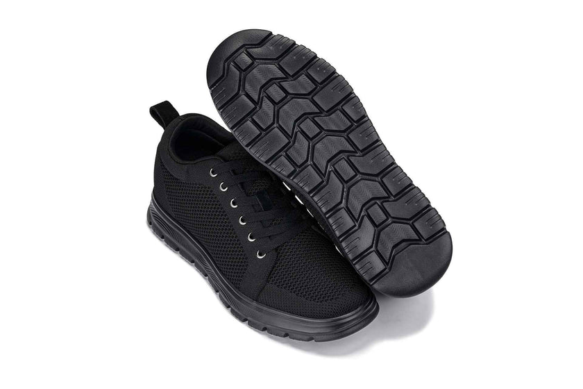 CALTO - X2320 - 2.4 Inches Taller (Black/Black Sole) - Lace Up Casual Sneaker - Lightweight
