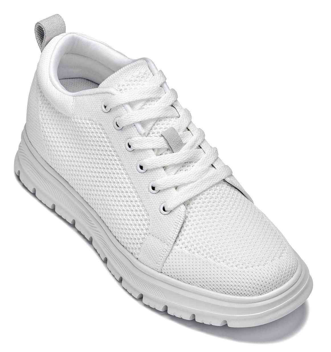CALTO - X2321 - 2.4 Inches Taller (White/White Sole) - Lace Up Casual Sneaker - Lightweight