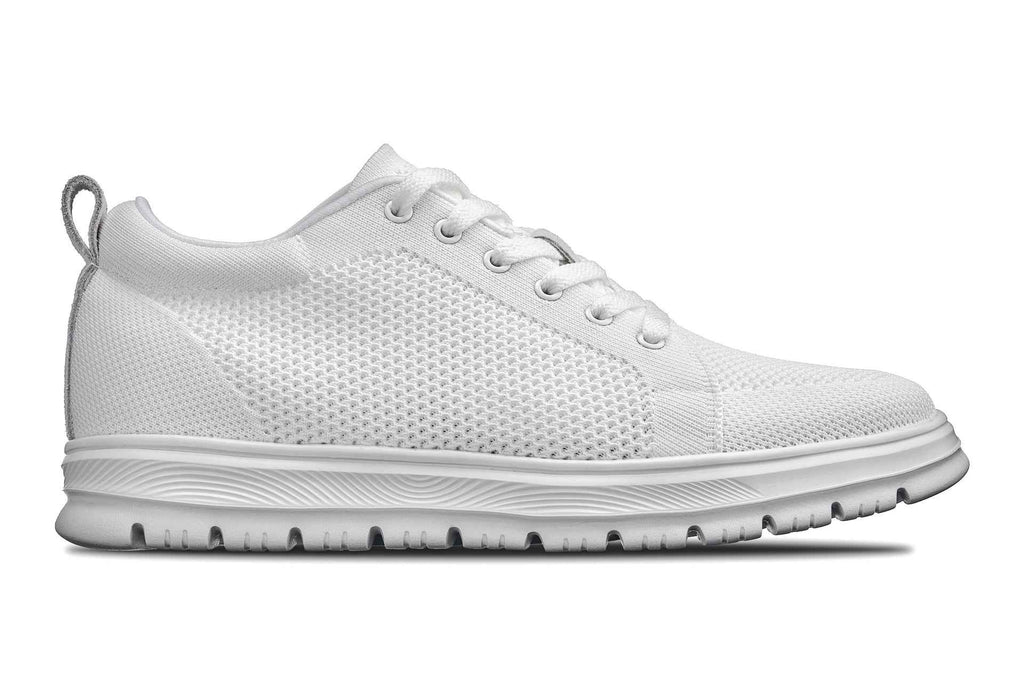 CALTO - X2321 - 2.4 Inches Taller (White/White Sole) - Lace Up Casual Sneaker - Lightweight
