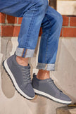 CALTO - X2323 - 2.4 Inches Taller (Iron Grey/White & Black Sole) - Lace Up Casual Sneaker - Lightweight
