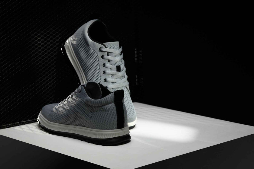 CALTO - X2324 - 2.4 Inches Taller (Pewter Grey/White & Black Sole) - Lace Up Casual Sneaker - Lightweight