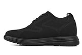 CALTO - X2631 - 2.8 Inches Taller (Black/Black Sole) - Lace Up Casual Walker - Lightweight