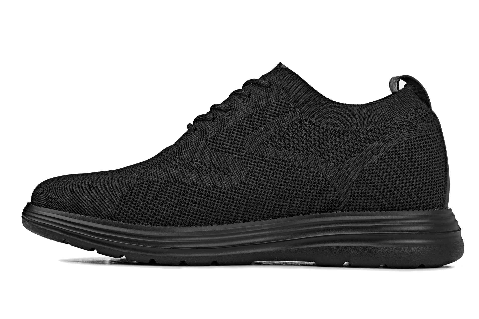 CALTO - X2631 - 2.8 Inches Taller (Black/Black Sole) - Lace Up Casual Walker - Lightweight