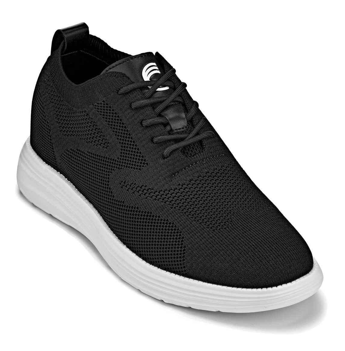 CALTO - X2632 - 2.8 Inches Taller (Black/White Sole) - Lace Up Casual Walker - Lightweight