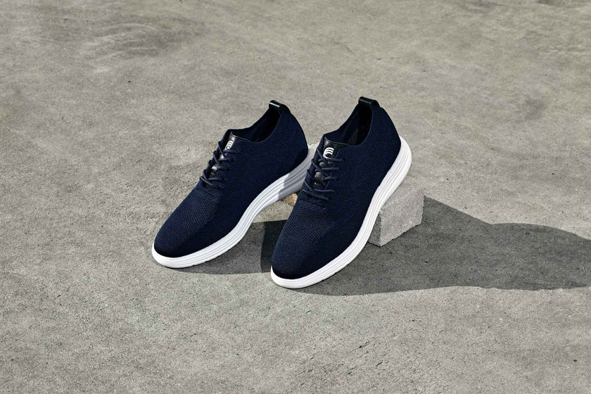 CALTO - X2634 - 2.8 Inches Taller (Night Blue) - Lace Up Casual Walker - Lightweight