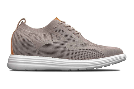 CALTO - X2638 - 2.8 Inches Taller (Khaki/Brown) - Lace Up Casual Walker - Lightweight