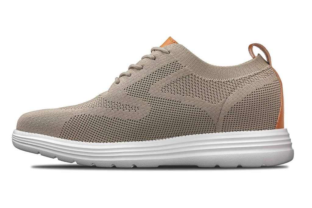 CALTO - X2639 - 2.8 Inches Taller (Khaki Green/Brown) - Lace Up Casual Walker - Lightweight