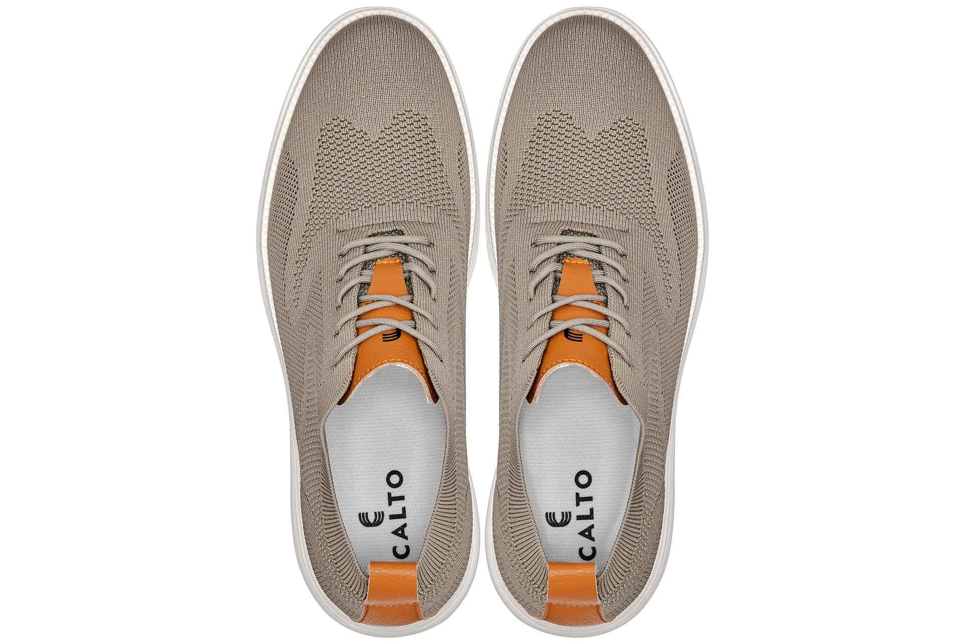 CALTO - X2639 - 2.8 Inches Taller (Khaki Green/Brown) - Lace Up Casual Walker - Lightweight
